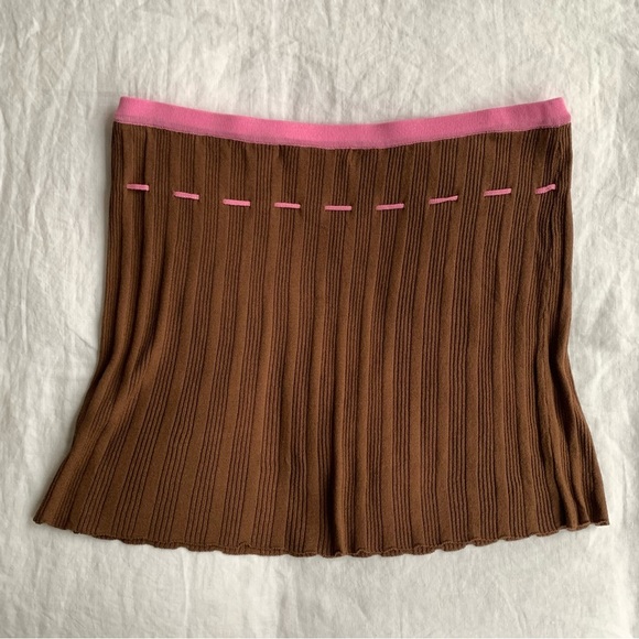 NWT Gimaguas Macondo Brown Pink Knit Tie Mini Skirt - Picture 5 of 10